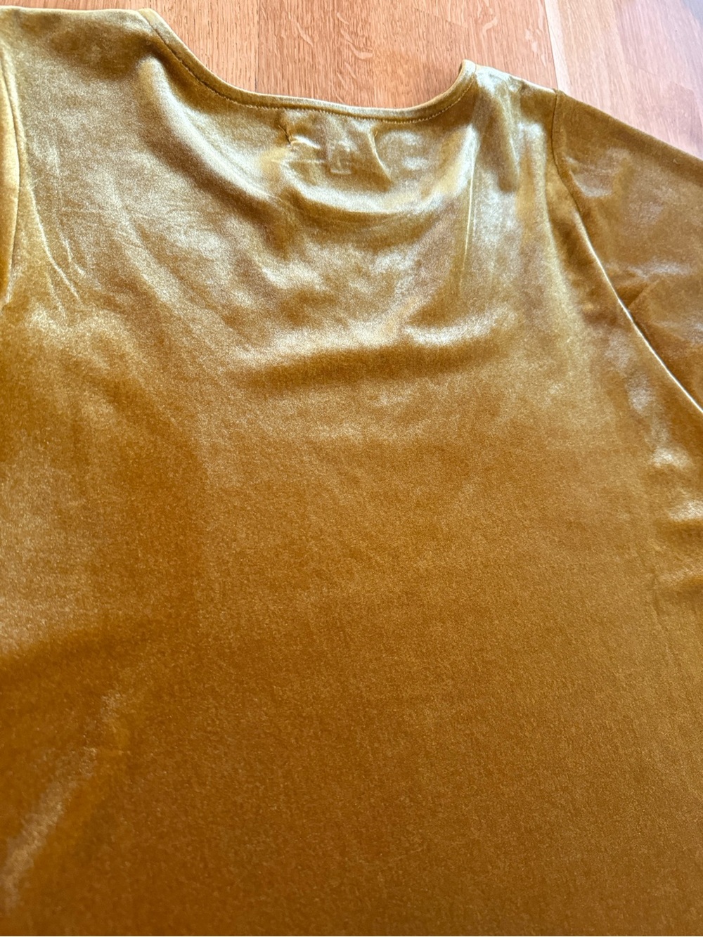 Madewell Velvet Short Sleeve Top in Mustard Gold - Picture 10 of 10
